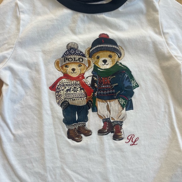 Ralph Lauren Kids' White Long Sleeve Bear Graphic Tee - Picture 1 of 3